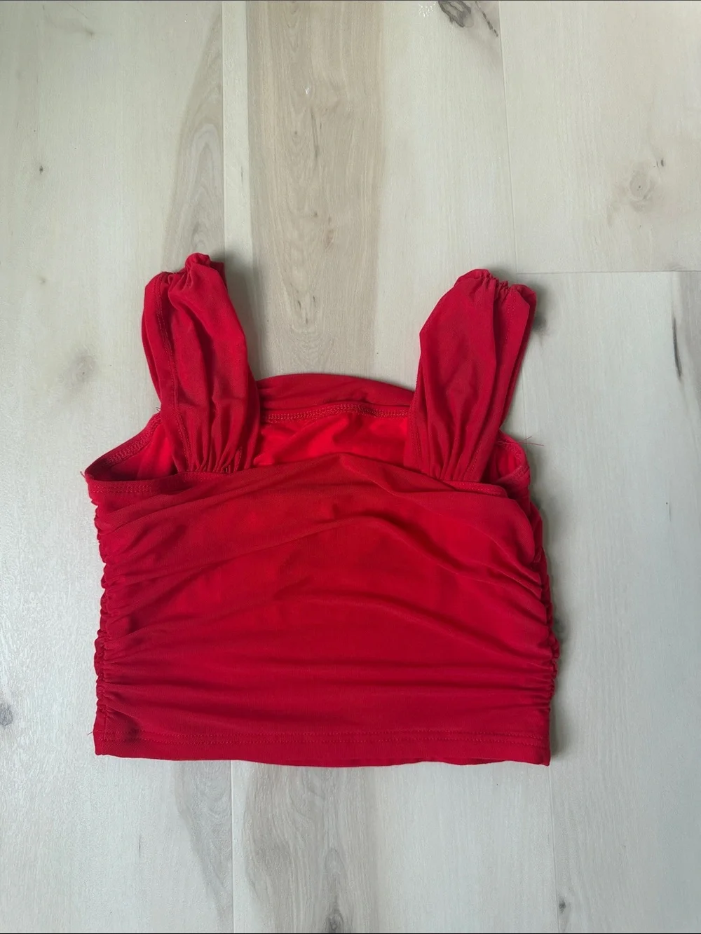 Amazon Red Ruched Square-Neck Crop Top - Picture 2 of 2
